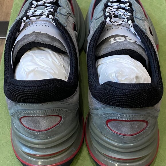 GUCCI RUN GG Interlocking G Suede Logo Sneakers | Grey /Red | Gucci 12 / US 12.5 main image 4